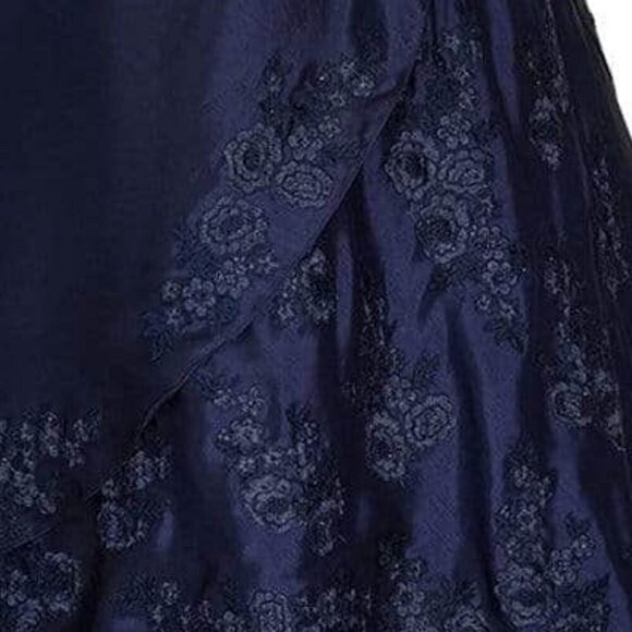 NWT La Femme 27033SC Stretch Satin Mother of the Bride Dress Navy Blue size 6 - Picture 4 of 9